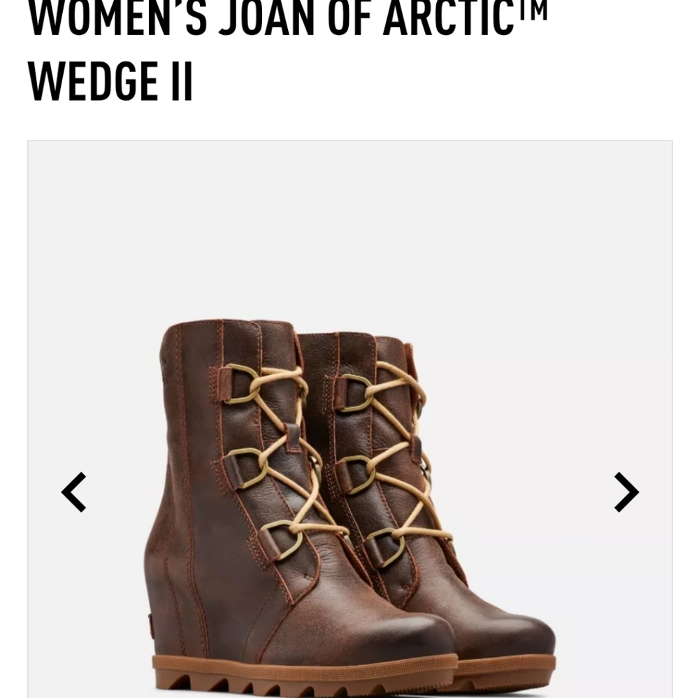 Sorel joan of arctic ll brown leather wedge boot size 9.5